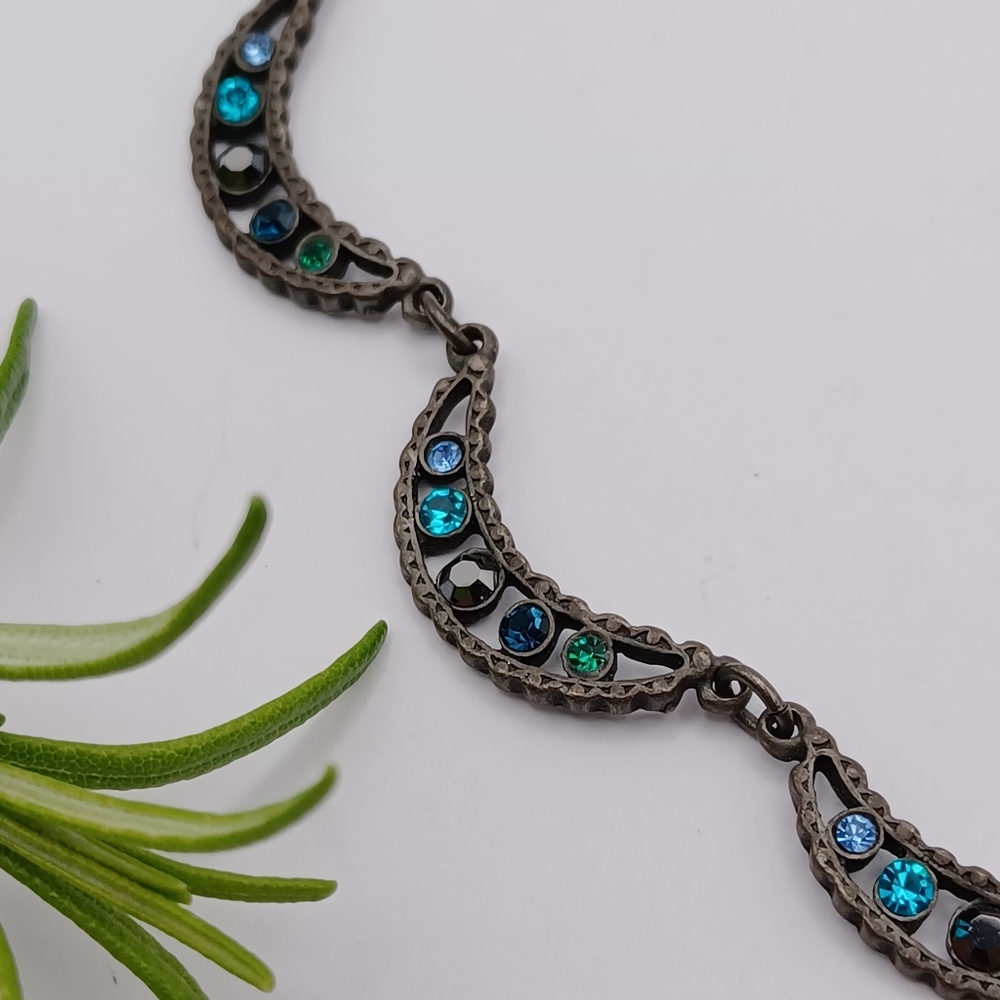 SOLD - Crystal Crescent Necklace - Picture 12 of 14